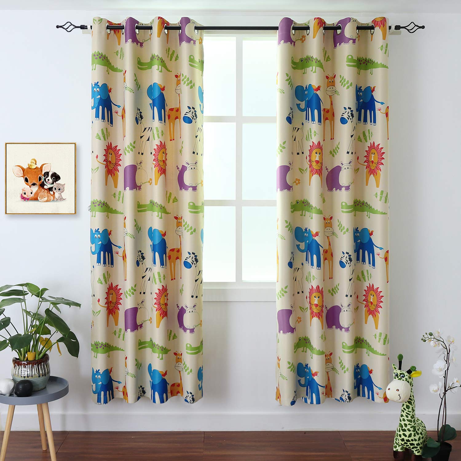 BGment Kids Blackout Curtains - Grommet Thermal Insulated Room Darkening Printed Animal Zoo