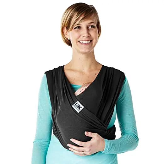 Baby K'tan Breeze Baby Wrap Carrier, Infant and Child Sling - Simple Wrap Holder for Babywearing - No Rings or Buckles - Carry Newborn up to 35 lbs, Black, L (W Dress 16-20 / M Jacket 43-46)