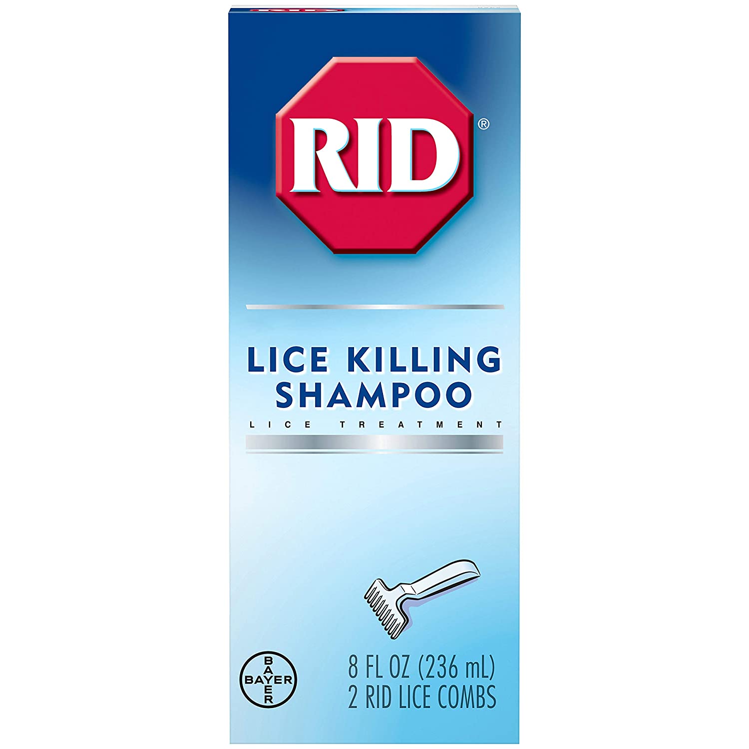 RID Lice Killing Shampoo, Proven Effective Head Lice Treatment for Kids and Adults, Includes Nit Comb, Bottle, 8.0 Ounces