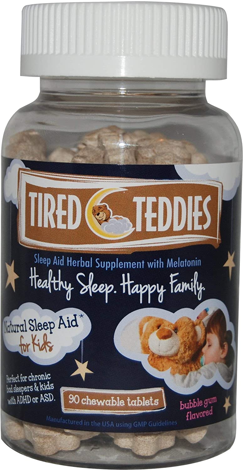 Tired Teddies Natural Sleep Aid for Kids Melatonin (0.3 mg) Herbal Supplement