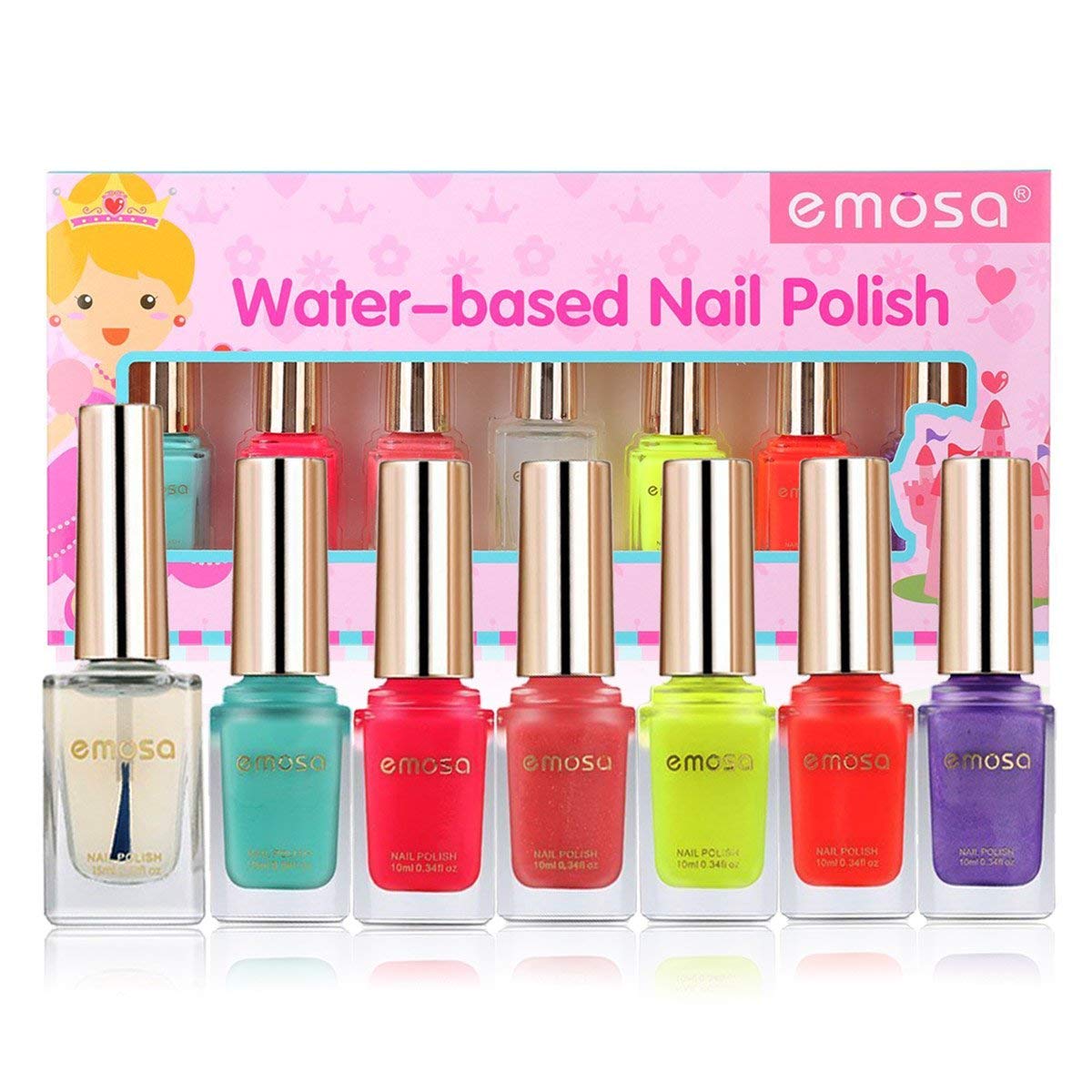 Emosa Nail Polish - Non-Toxic Water Based Peelable Natural, Safe and Chemical Free, Kids Friendly Makeup Set for Little Girls