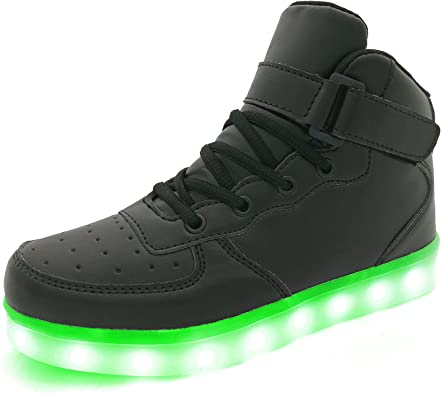 APTESOL Kids Youth LED Light Up Sneakers Boys Girls High Tops Cool Flashing Shoes for Toddler Littler Kid Big Kid
