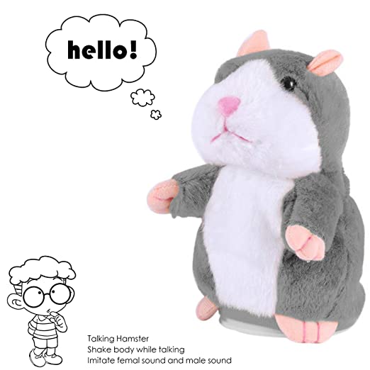 Talking Hamster Toys for Baby, Cheeky Talking Hamster Toy, Talking Hamster Repeats What You Say, Talking Stuffed Animal Valentine Gifts for Kids, Repeating Talking Plush Hamster Funny Baby Gifts