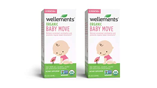 Wellements Organic Baby Move, 4 Fl Oz (Pack of 2), Relieves Occassional Constipation, Free from Dyes, Parabens, Alcohol, Preservatives