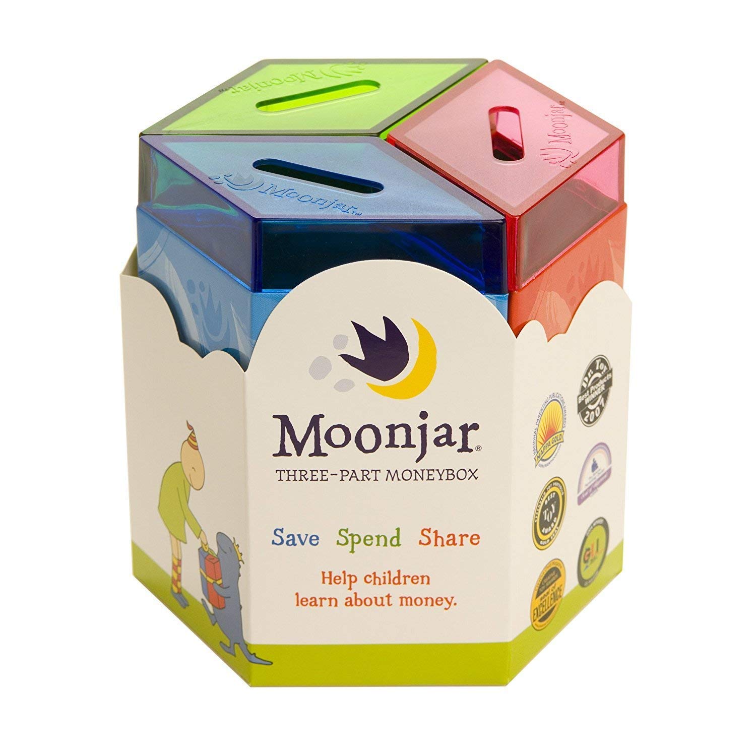 Moonjar Classic Save Spend Share 3-Part Tin Moneybox Bank
