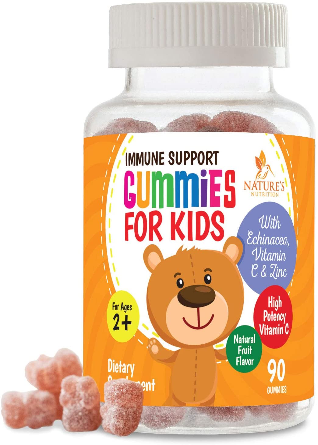 Kids Immune Support Gummies with Vitamin C, Echinacea and Zinc - Children's Immunity System Booster & Vitamin C Gummy