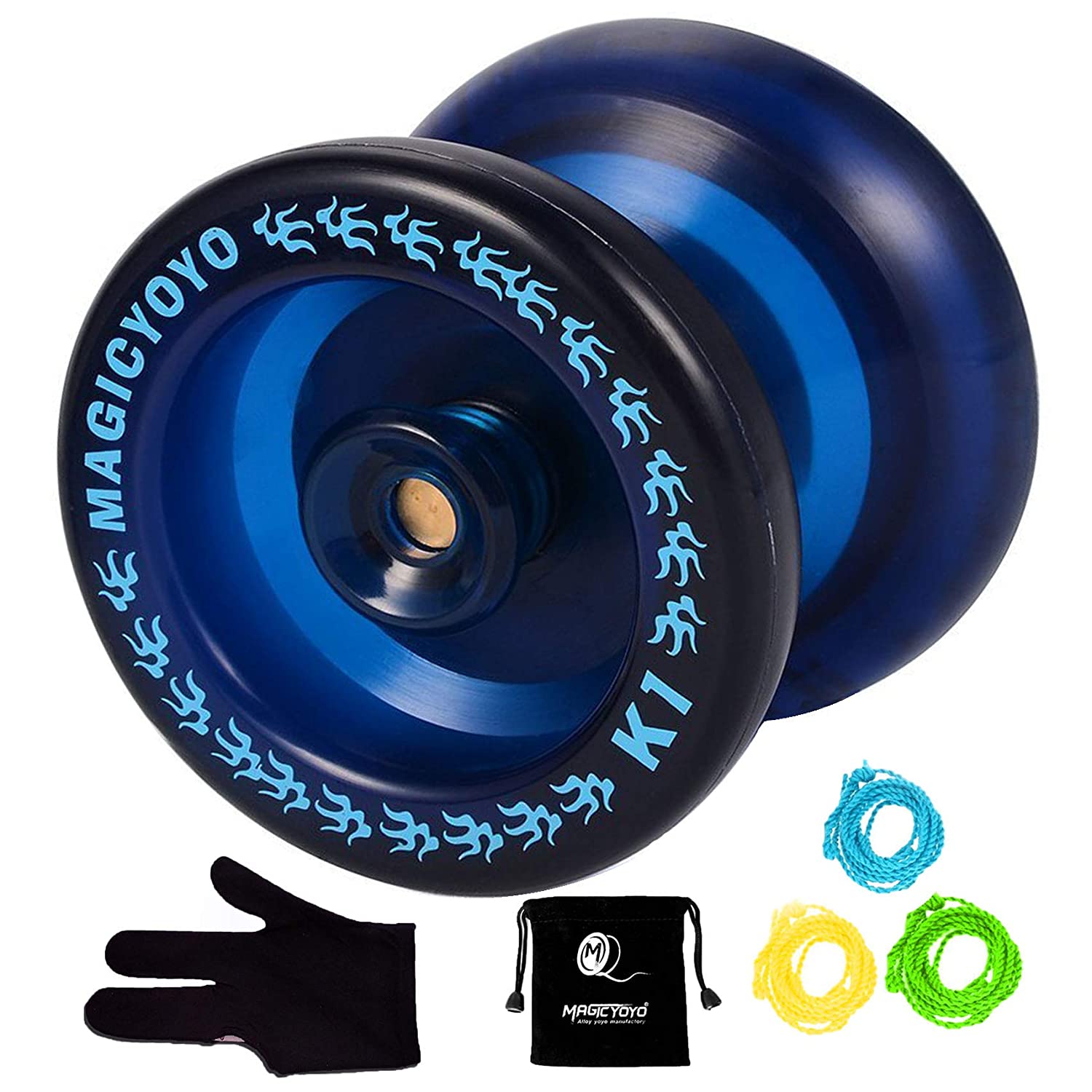 MAGICYOYO Responsive YoYo K1-Plus with Yoyo Sack + 3 Strings and Yo-Yo Glove Gift (Blue)