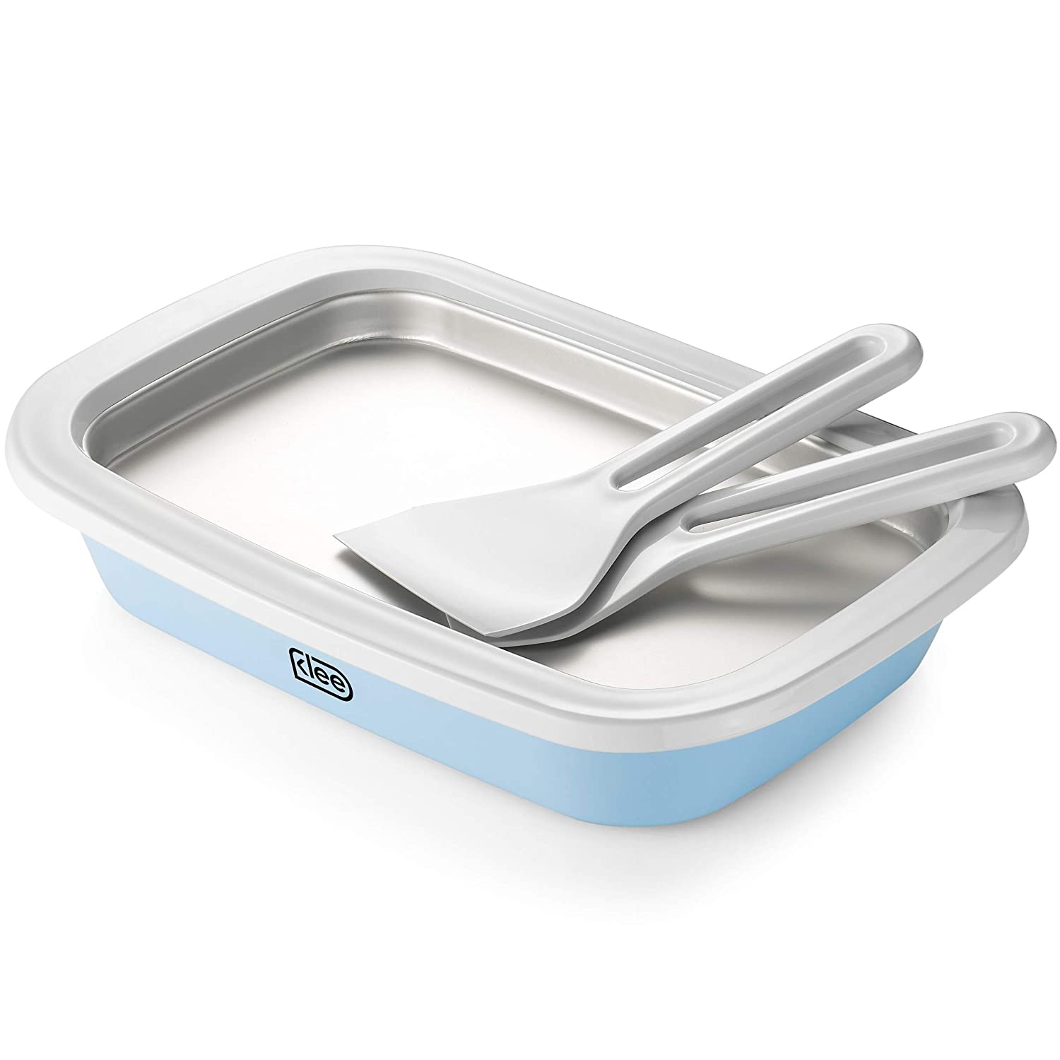 Klee 3-Piece Instant Ice Cream Maker Pan with Ice Cream Spade, Scraper and Recipes