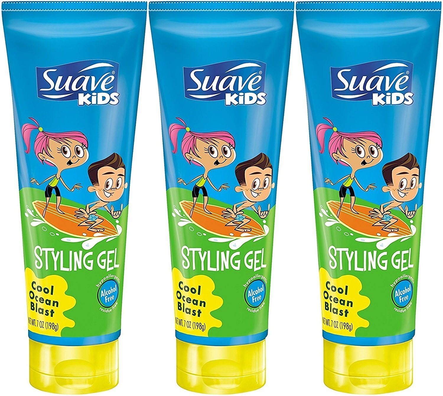 Suave Kids Styling Gel, Cool Ocean Blast, 7 Ounce (Pack of 3)