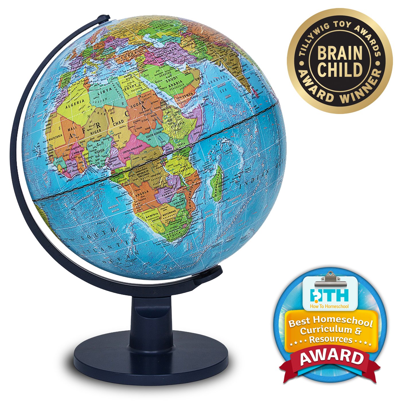 Waypoint Geographic World Globe for Kids - Scout 12” Desk Classroom Decorative Globe with Stand, More Than 4000 Names & Placesup to Date World Globe