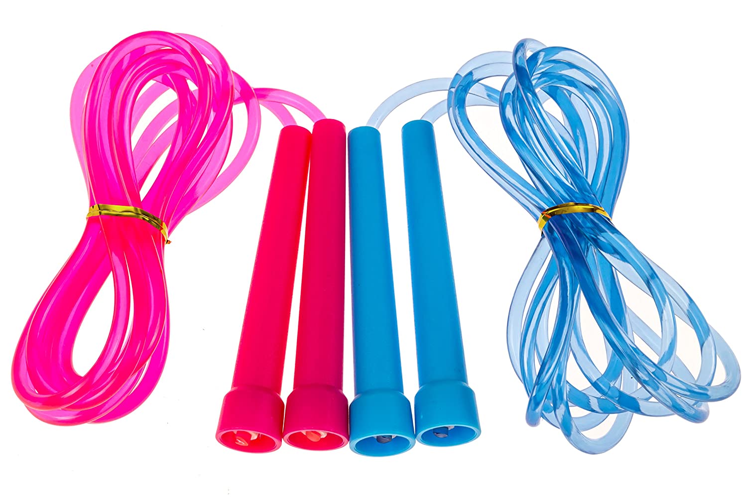Jump Rope for Kids (2 Pack) - Set of 2 9ft Adjustable Skipping Ropes (Pink & Blue) for Children Jumping Games Songs and Rhymes