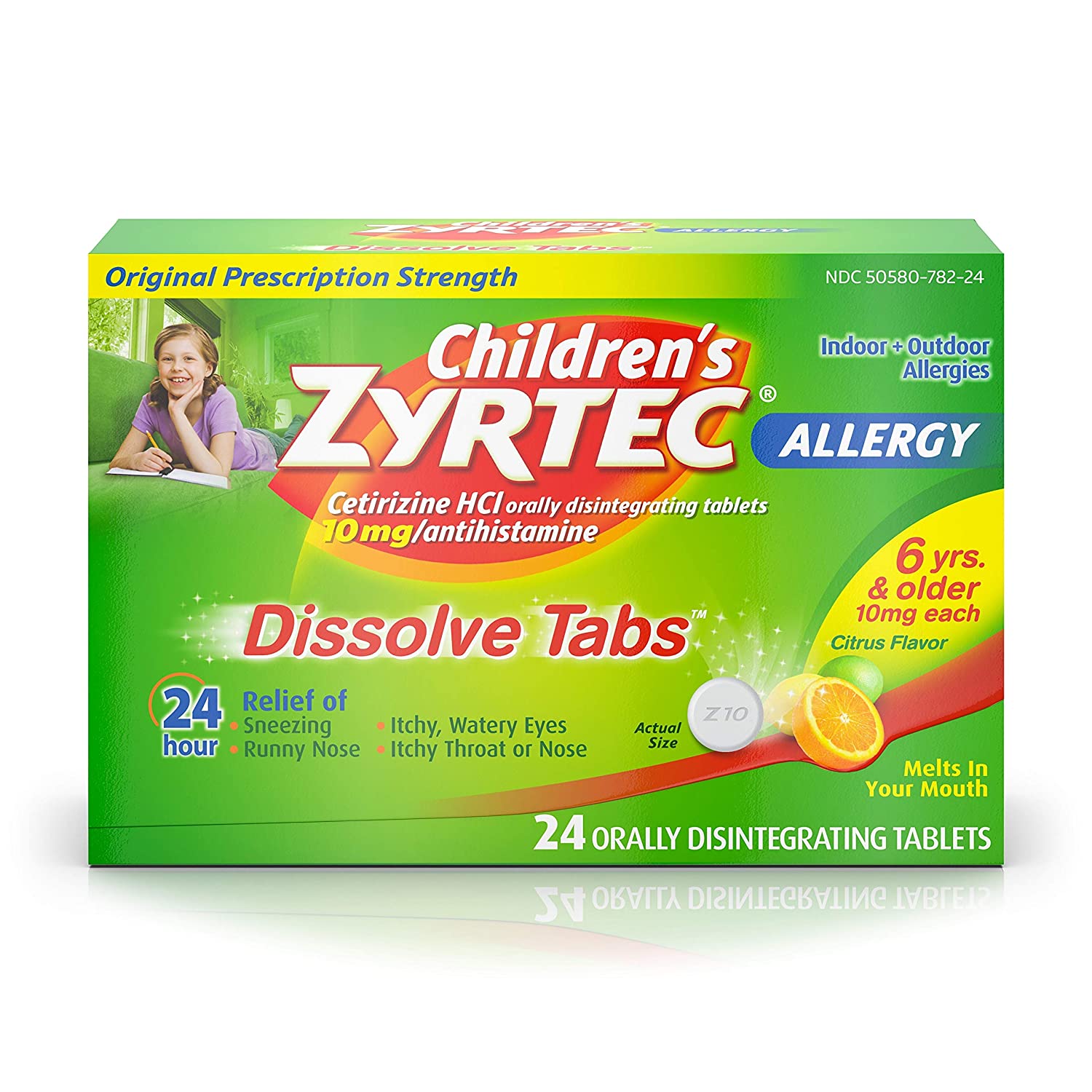 Children's Zyrtec 24 HR Dissolving Allergy Relief Tablets with Cetirizine, Citrus Flavored