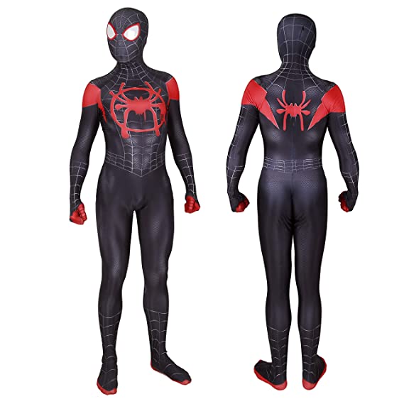 MYanimec Unisex Lycra Spandex Halloween New into The Spider Verse Miles Morales Cosplay Costumes Adult/Kids 3D Style