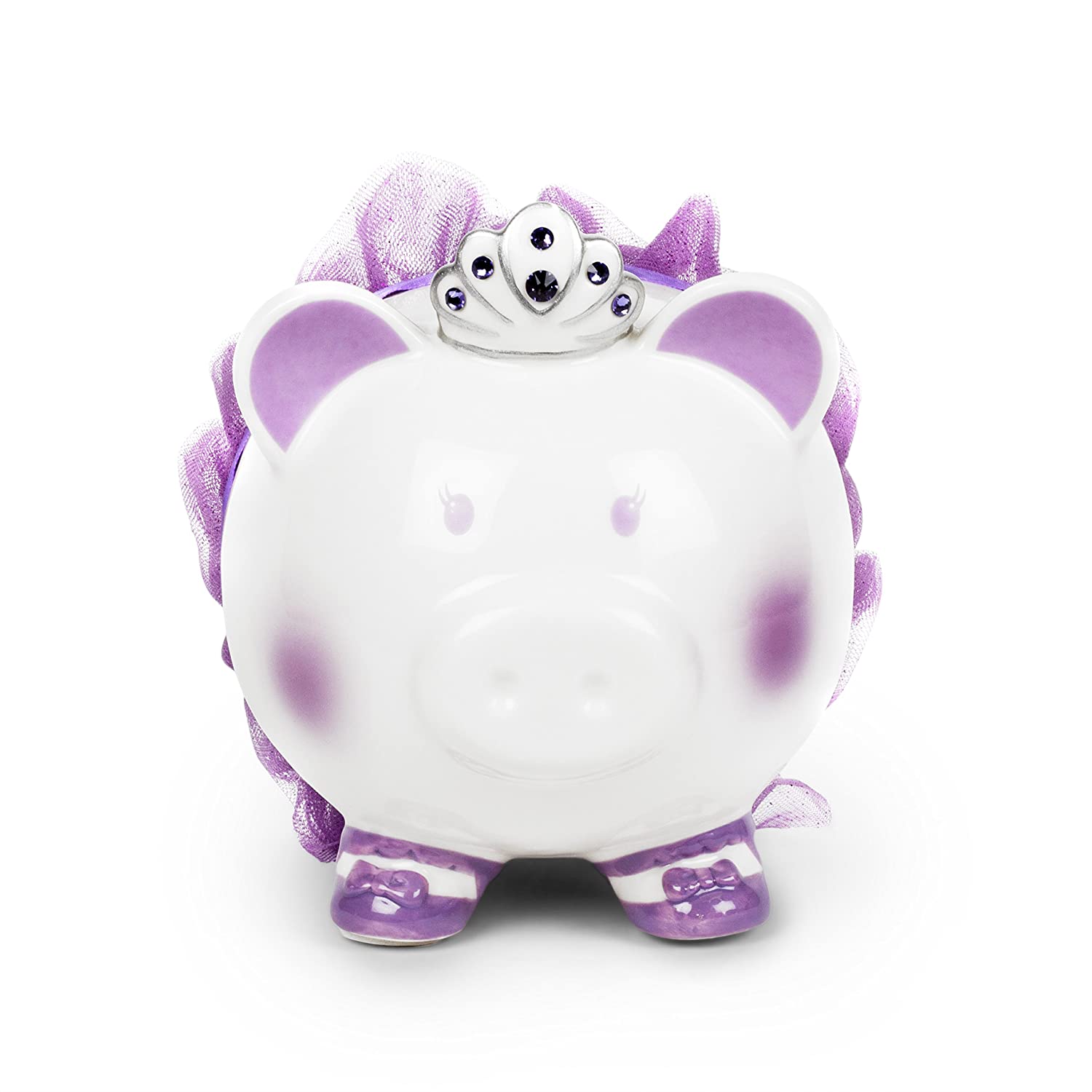 FAB Starpoint Swarovski with Crown Princess Porcelain Piggy Bank for Kids