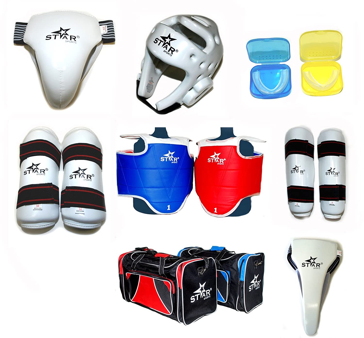 One set Star Sports WTF Taekwondo Sparring Gear Protectors Guards Complete one Set