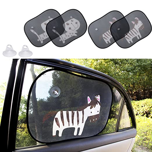 Biubee 4 Packs Car Window Sun Shade for Baby -19.7&quot; x 15&quot; with 2 Extra Suction Cups Safety Car Window Blinds and Sheild, Protect Baby & Infants from Sun, Glare and UV Rays