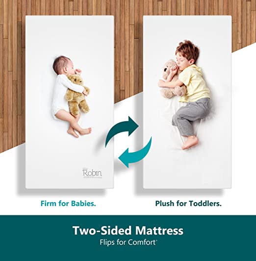 Moonlight Slumber Breathable Dual Sided Baby Crib Mattress. Firm Sided for Infants Reverse to Soft Side for Toddlers Bed. Easy to Clean Waterproof and Odor Resistant (Made in USA. Latest Version).