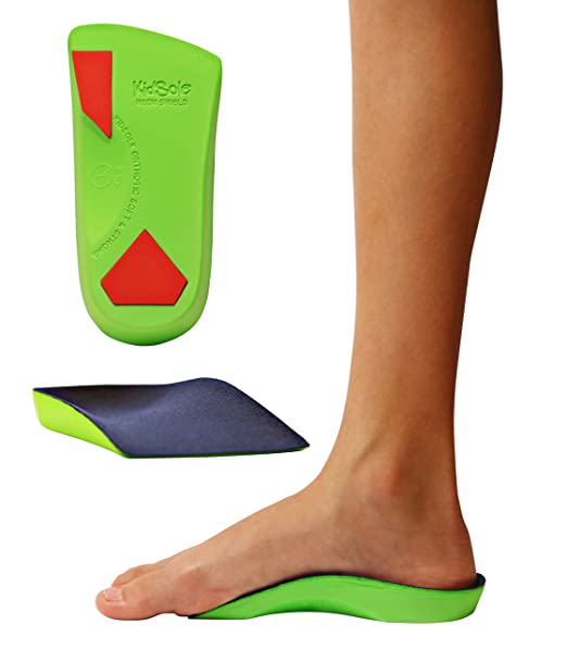 KidSole 3/4 Length Neon Shield Arch Support Insole for kids with foot pronation, flat feet, or any other undiagnosed arch support issues (Big Kids Size US 4-7.5)