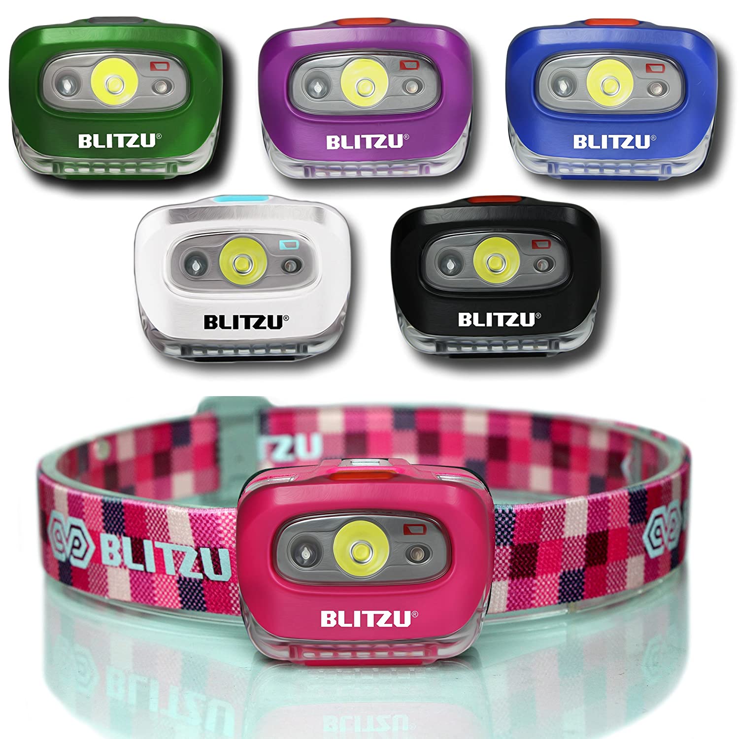 BLITZU Head Flashlight Headlamp, 165 Lumen Headlight with Bright White Cree Led