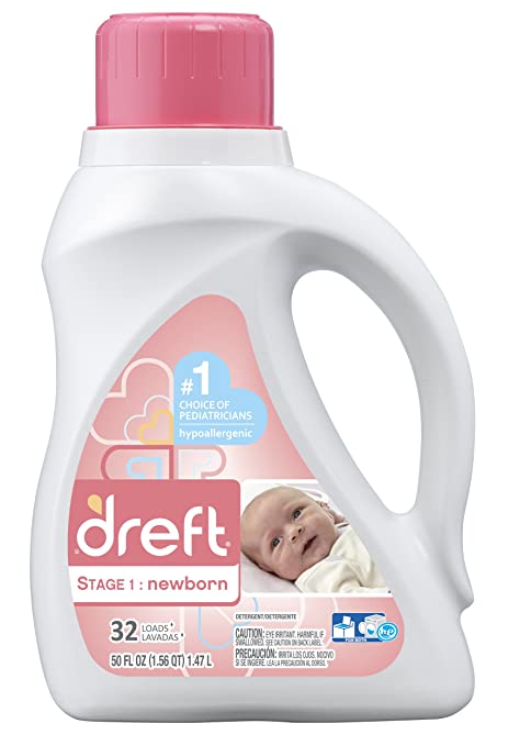 Dreft Stage 1: Newborn Liquid Laundry Detergent (HE),Natural for Baby, Newborn, or Infant, 50 oz, 32 loads