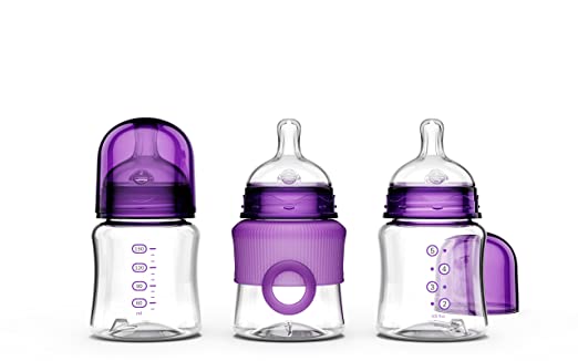 Smilo Anti-Colic Baby Bottles, Plum, 5 Ounce, 3 Count