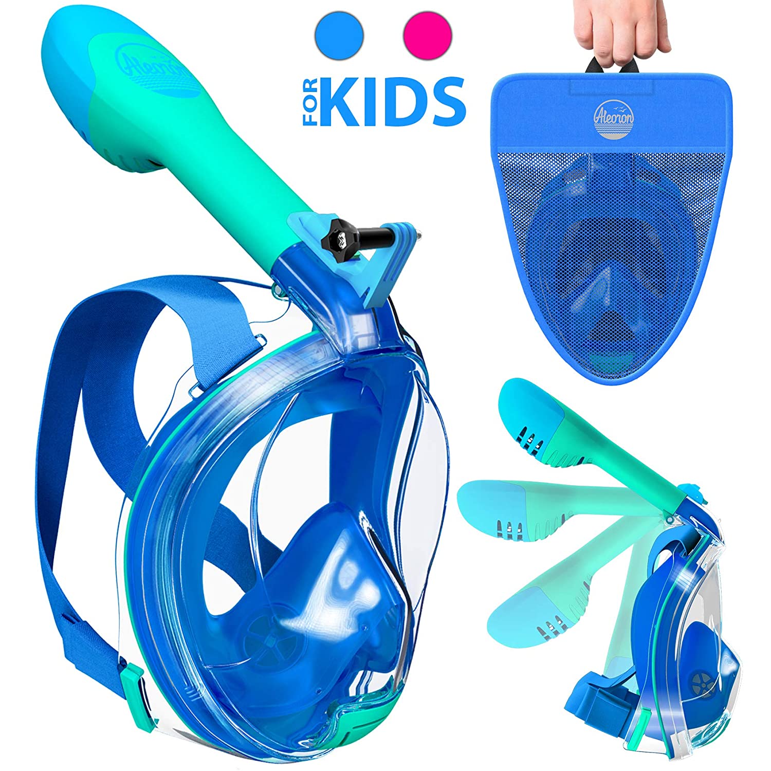 Aleoron - Foldable Full Face Snorkel Mask for Kids (Boy & Girl) 