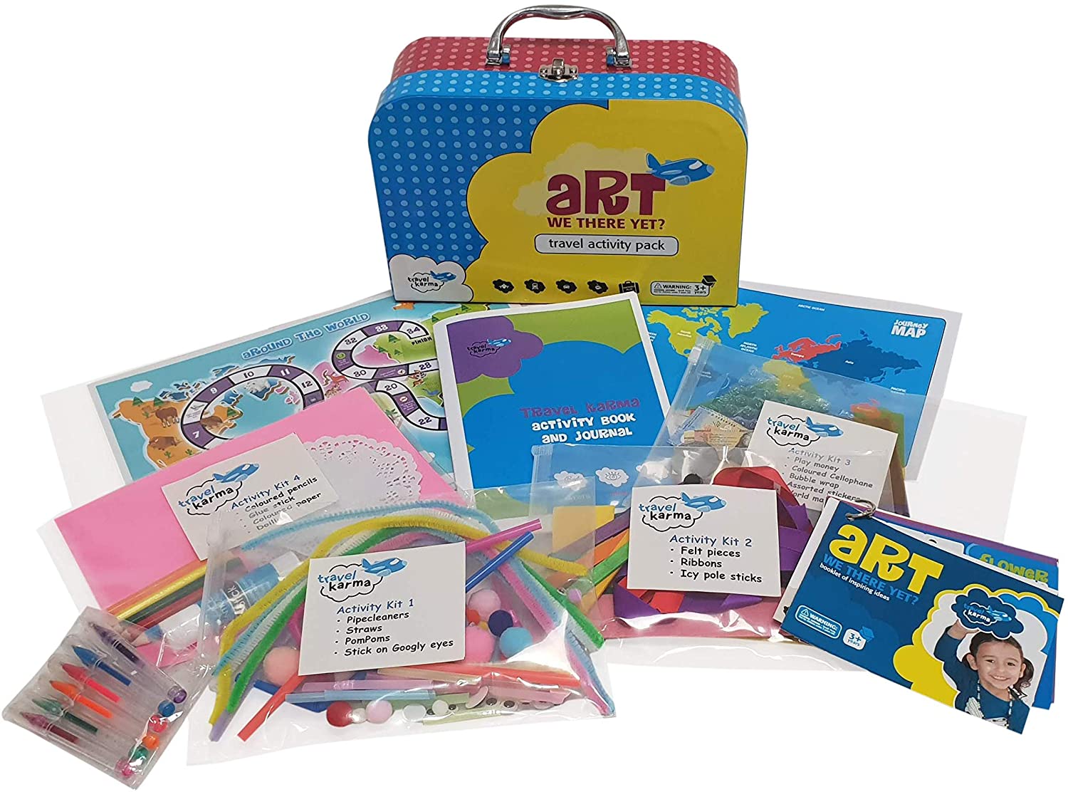 Travel Activity Captivate Busy Kids on Airplane, Train, car 36+ Activities in 4 Zip Bag Kits