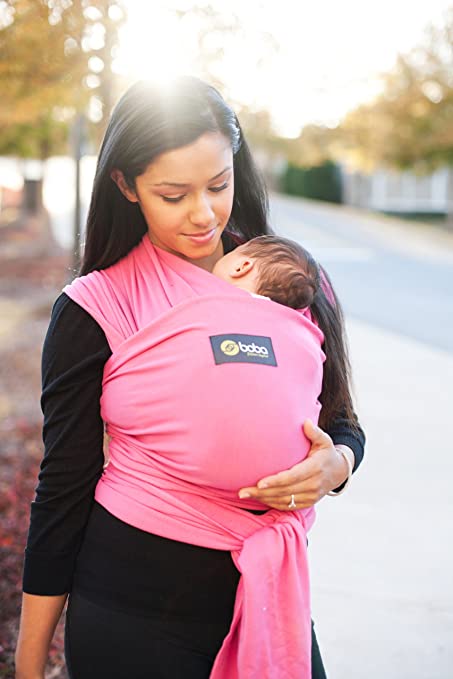 New Boba Wrap in Pink with Matching Carrying Pouch : Infant Baby Carrier : Preemie - 18months (Previously Sleepy Wrap)