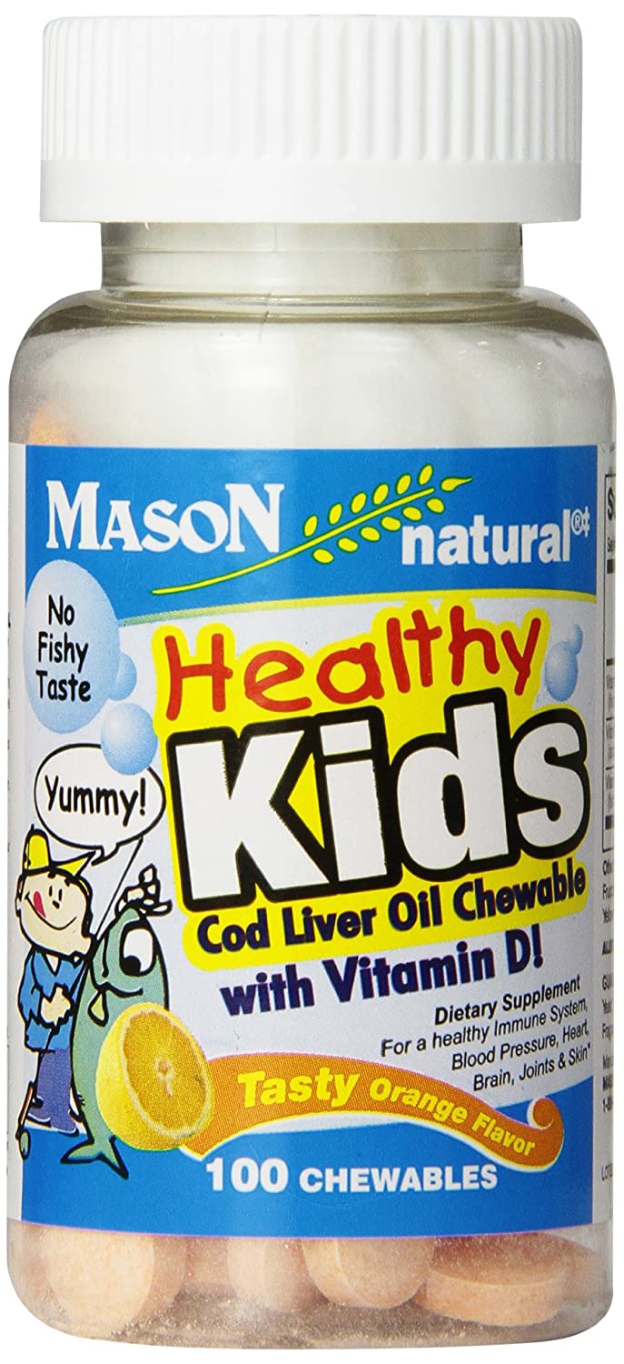 Mason Natural, Healthy Kids Cod Liver Oil and Vitamin D Tasty, Orange Flavor