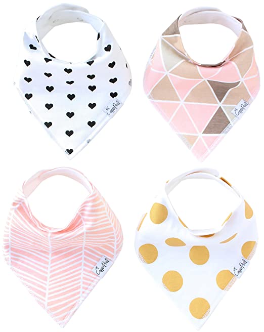 Baby Bandana Drool Bibs for Drooling and Teething 4 Pack Gift Set for Girls &quot;Blush Set&quot; by Copper Pearl