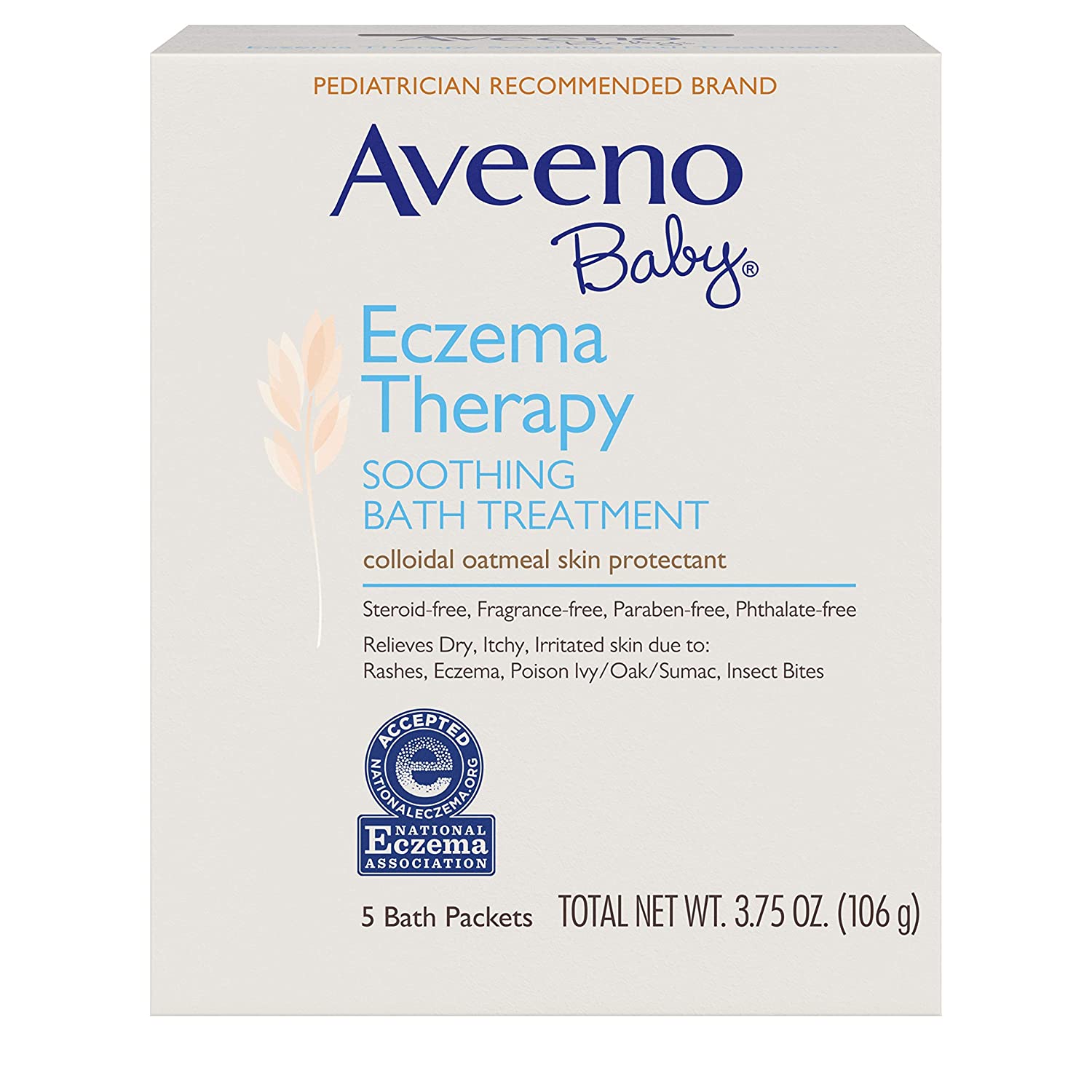 Aveeno Baby Eczema Therapy Soothing Bath Treatment with Soothing Natural Colloidal Oatmeal, 5 ct.