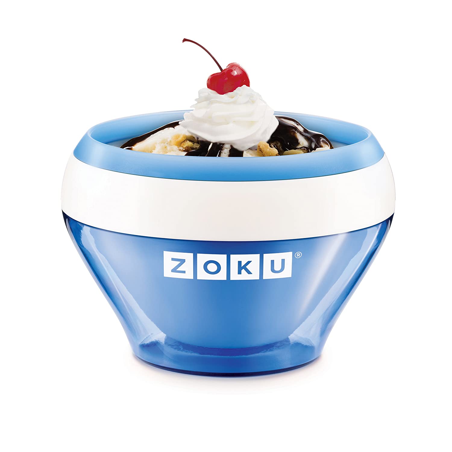 Zoku Ice Cream Maker, Compact Make and Serve Bowl with Stainless Steel Freezer Core Creates Soft Serve, Frozen Yogurt, Ice Cream and More in Minutes, BPA-free, 6 Colors, Blue