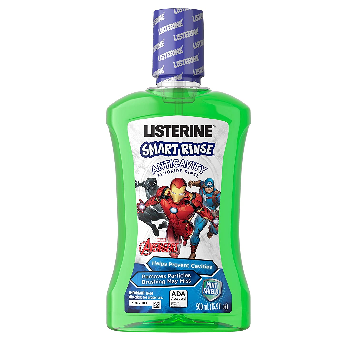 Listerine Smart Rinse Kids Alcohol-Free Fluoride Mouthwash, Marvel Avengers, Mint Flavor