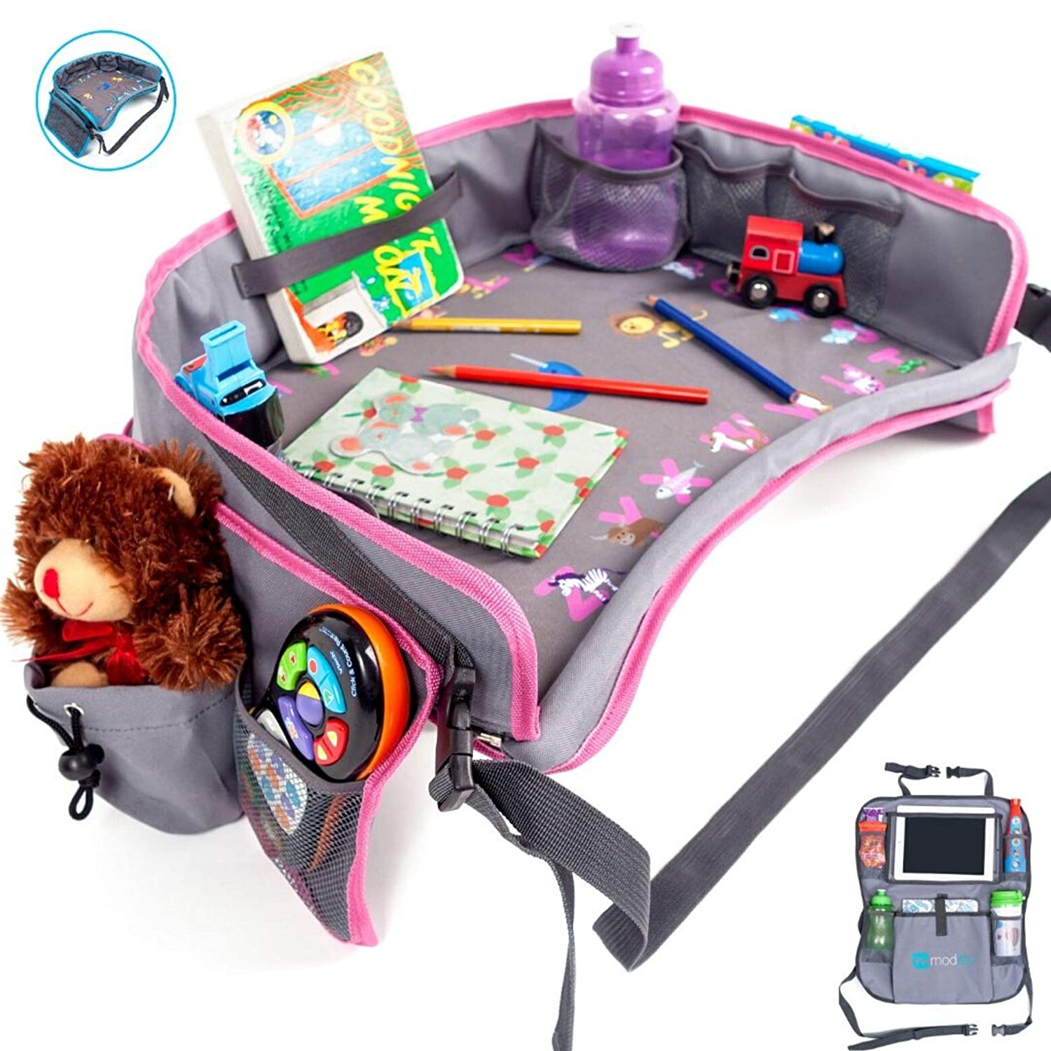 Moditty Kids Travel Tray Bundle with Back Seat Car Organizer