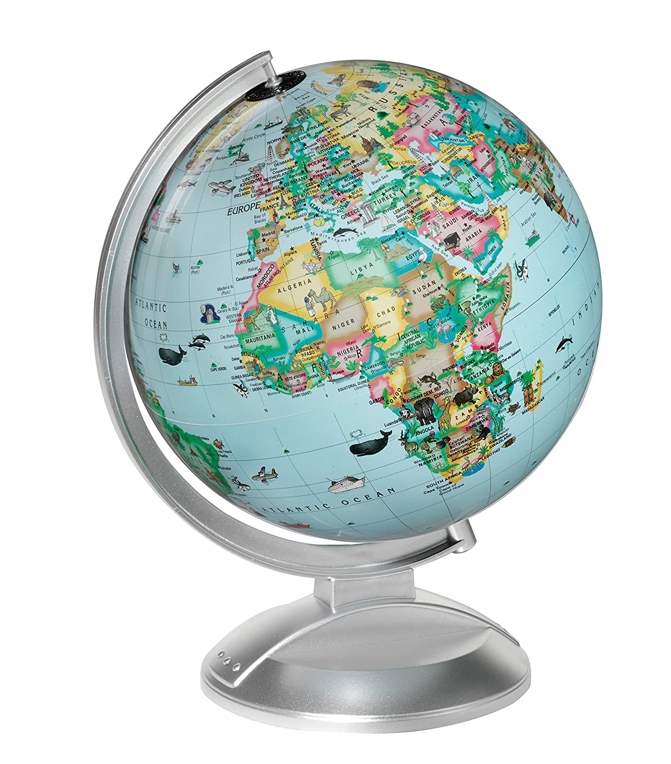Replogle Illuminated Blue Ocean Globe 4 Kids, Kid Friendly Political Map, Dual Map, Educational Toy