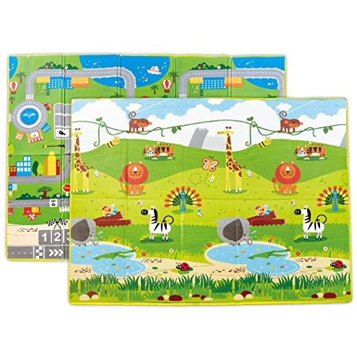 Hape Foldable Play Mat – Large Tummy Time Folding Reversible Baby Mats for Playing or Crawling