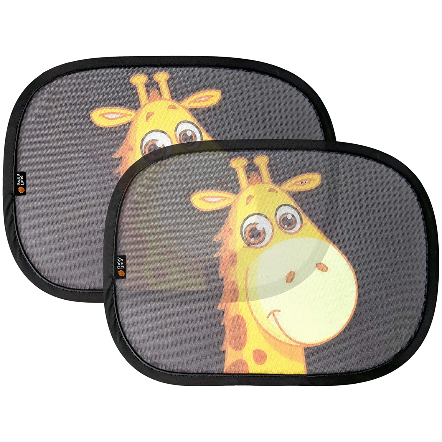 Baby Uma Car Sun Shades, Best Car Window Shade for Baby, Protect Your Infant & Child. 2X Giraffe Design Sunshade Car Blinds by EZ-Bugz