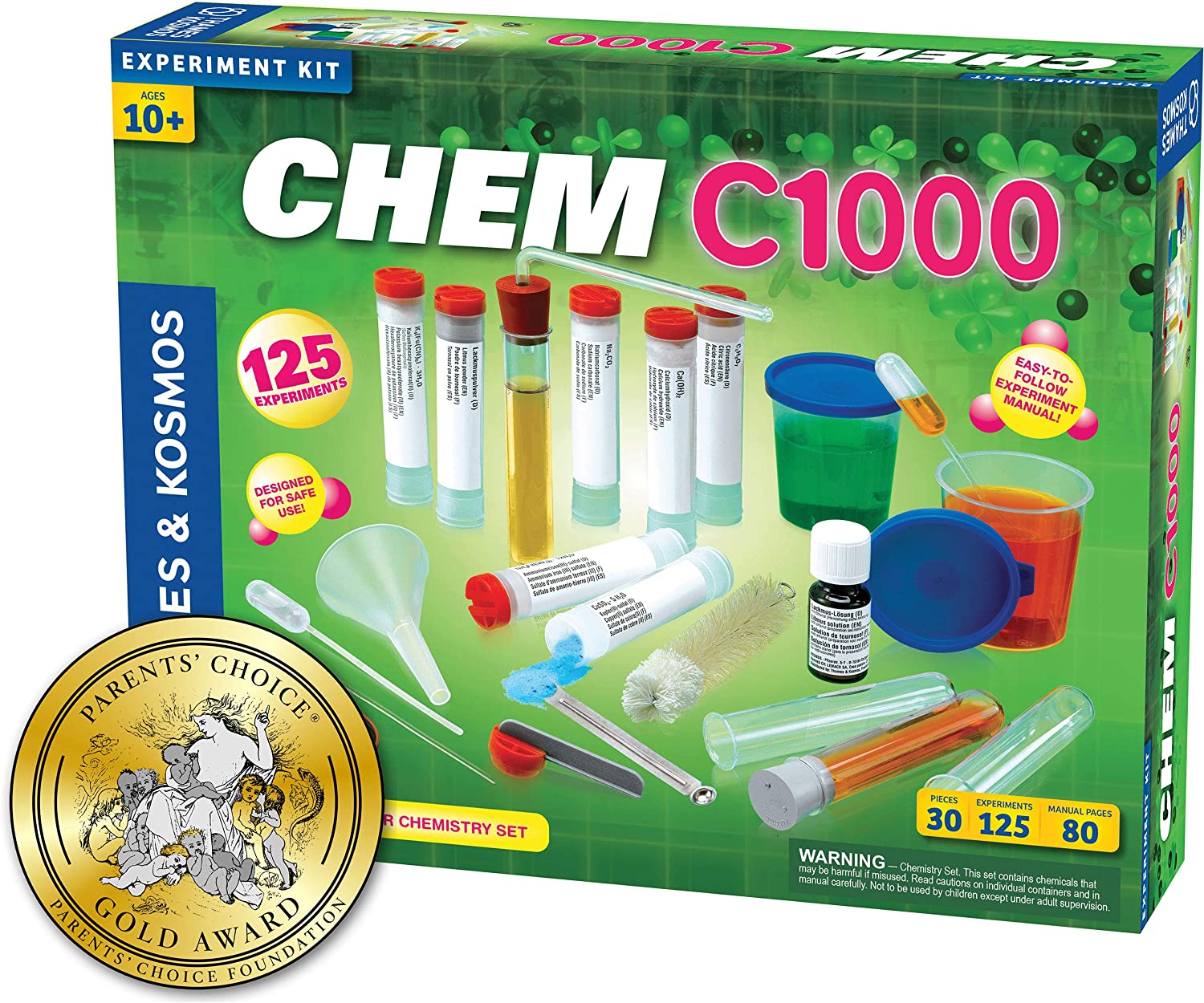 Thames & Kosmos Chem C1000 (V 2.0) Chemistry Set with 125 Experiments & 80 Page Lab Manual, Student Laboratory Quality Instruments & Chemicals