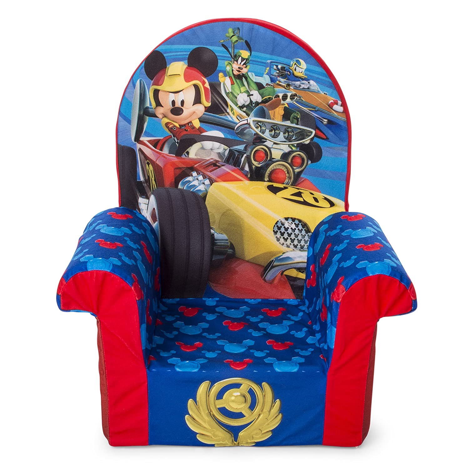Marshmallow Furniture, Children's Foam High Back Chair, Disney Mickey Mouse Roadsters High Back Chair