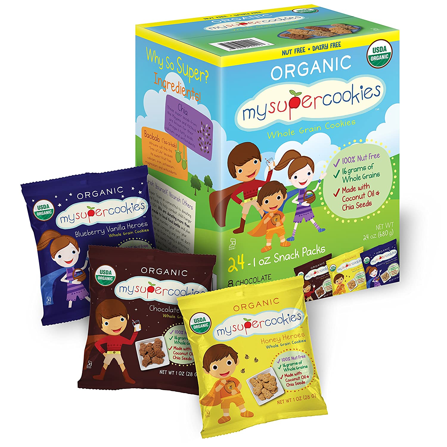 MySuperCookies Organic Whole Grain, Healthy Snacks for Kids