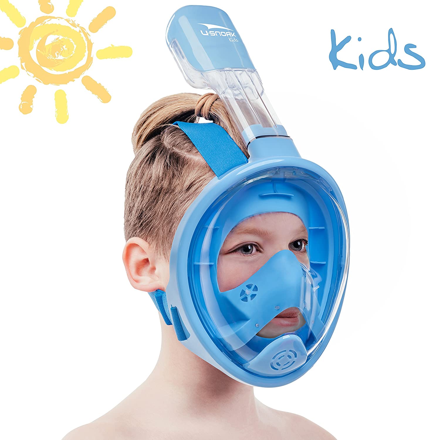 Full Face Snorkel Mask for Kids and Adults - Anti-Fog and Anti-Leak Easybreath Snorkeling Gear
