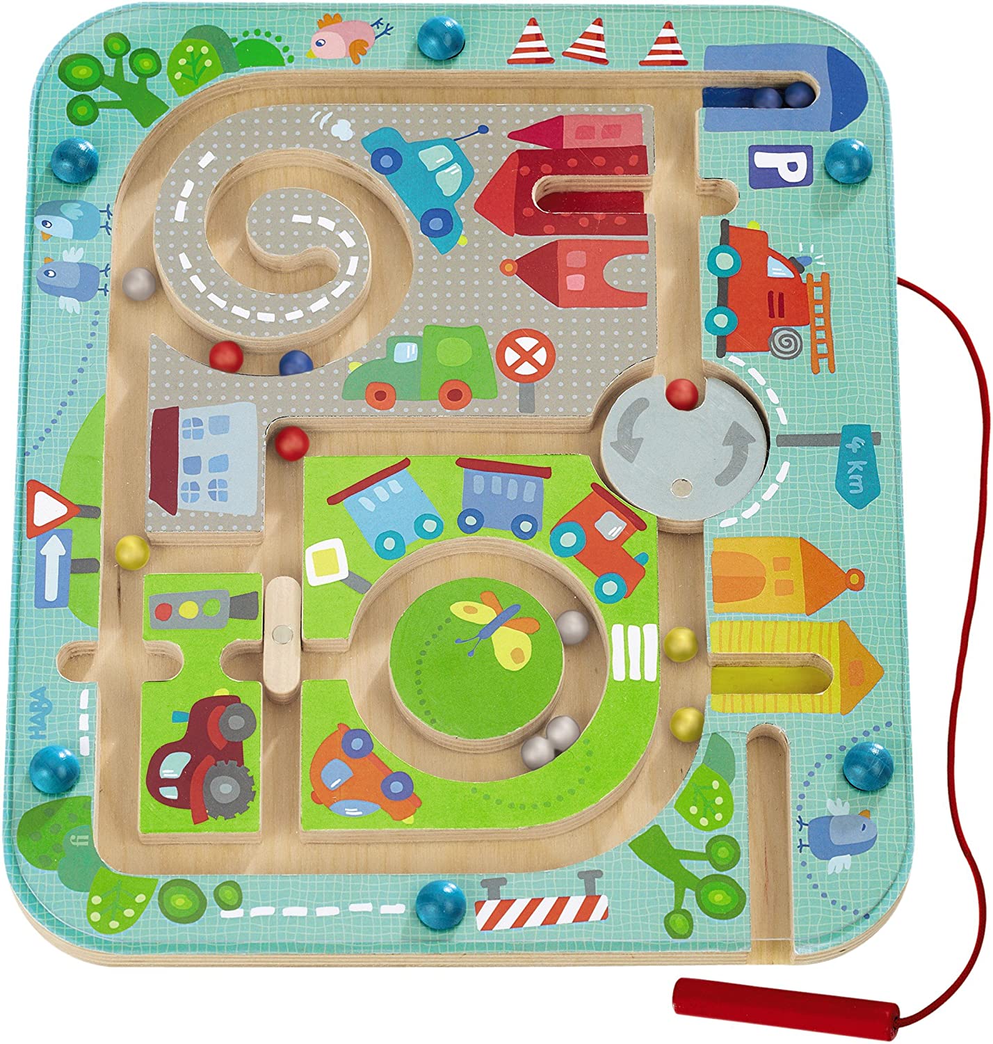 HABA Town Maze Magnetic Game Developmental STEM Activity Encourages Fine Motor Skills & Color Recognition