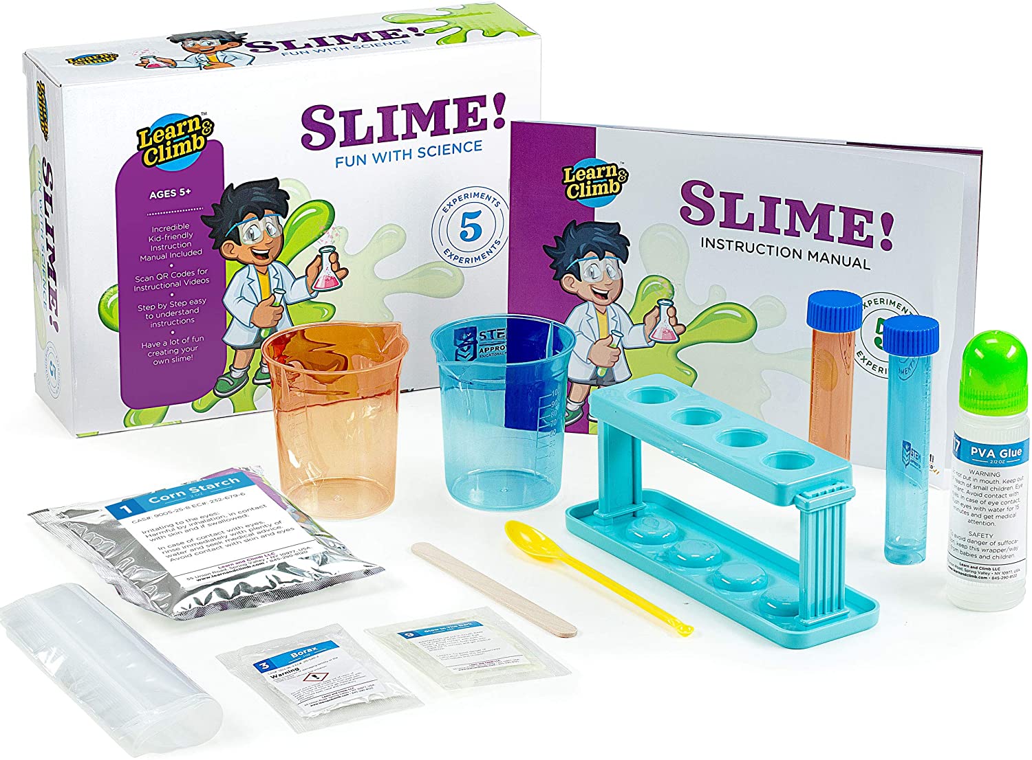 Chemistry Set for Kids 5-10 - Science Slime Lab kit with 6 Experiments. Step-by-Step Instruction Manual