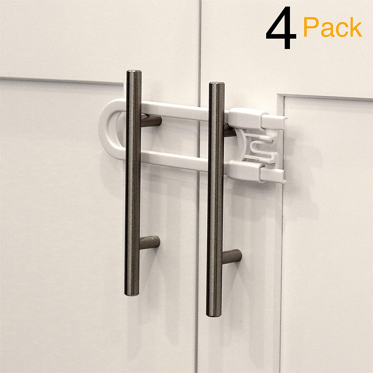 Child Safety Sliding Cabinet Locks (4 Pack) - Baby Proof Knobs, Handles, Doors - U Shape Sliding Safety Latch Lock by Jool Baby