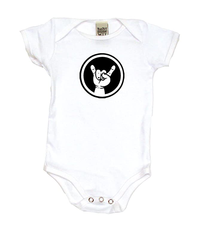 Rocker Baby Hand Sign Cool Baby Onesies, Bodysuits, T-Shirts | Cool Baby Gift