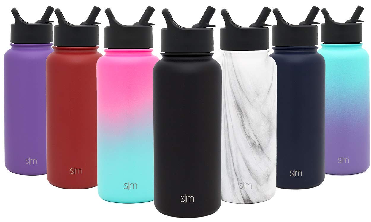 Simple Modern Summit Water Bottle with Straw Lid - Wide Mouth Vacuum Insulated 18/8 Stainless Steel Powder Coated