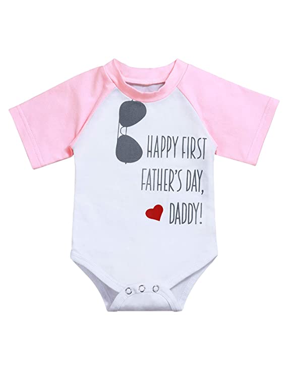 Ruptop Happy First Father’s Day Daddy Infant Baby Boy Girl Letter Print Onesie Short Sleeve Bodysuit