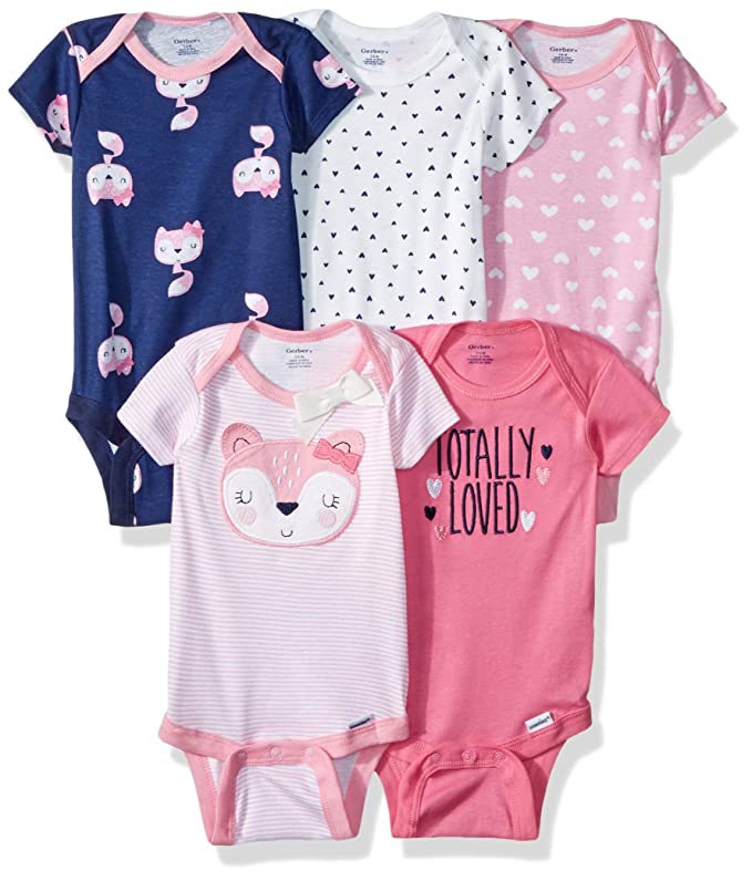 Gerber Baby Girls' 5-Pack Variety Onesies Bodysuits